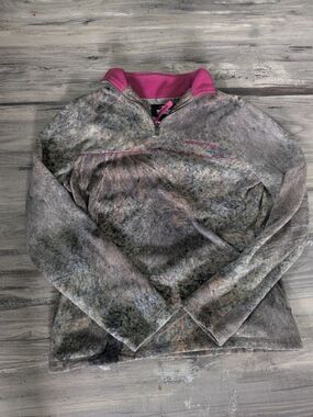 Mossy Oak Camo Fleece Half-Zip with Pink Trim